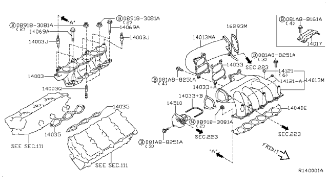 2010 Nissan Quest Gasket-Adapter Diagram for 14032-8J10A