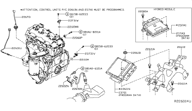 2014 Nissan Pathfinder Air Fuel Ratio Sensor Diagram for 22693-1KT0A