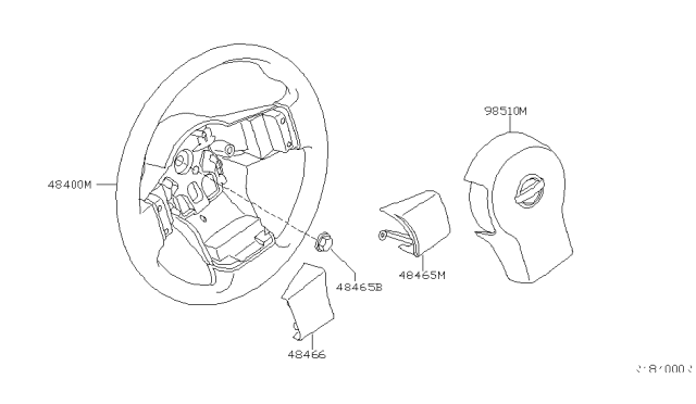 2011 Nissan Pathfinder Steering Wheel Assembly Without Less Pad Diagram for 48430-ZL91C