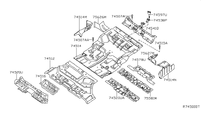 2009 Nissan Pathfinder Extension Assy-Rear Floor Side Upper RH Diagram for 75626-EA430