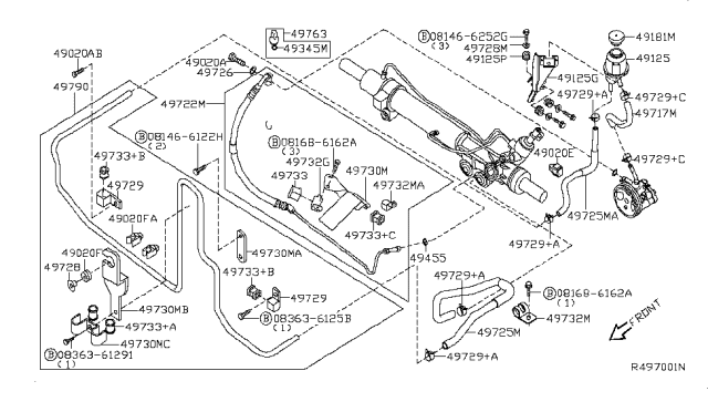 2010 Nissan Pathfinder Oil Cooler Assy-Power Steering Diagram for 49790-ZS20A