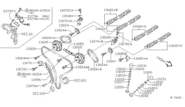 2006 Nissan Altima Chain-CAMSHAFT Diagram for 13028-7Y010