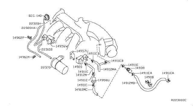 2003 Nissan Altima Tank Assembly Pressure Diagram for 22370-8J000