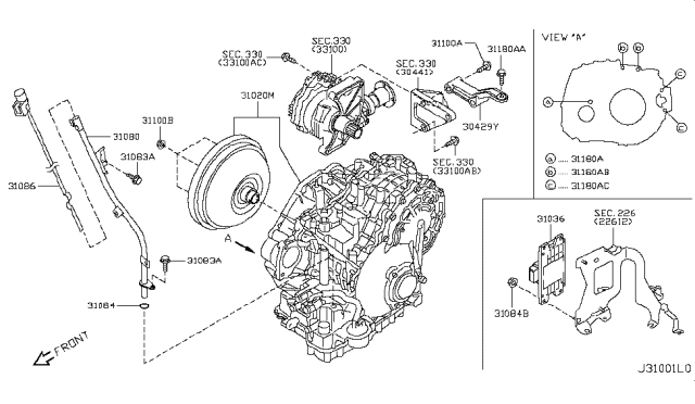 2010 Nissan Murano Automatic Transmission Assembly Diagram for 310C0-1XE1C