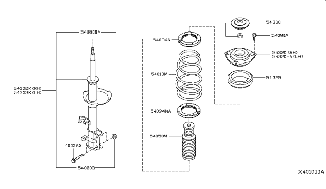 2012 Nissan Versa Spring-Front Diagram for 54010-ZN90A