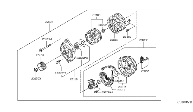 2012 Nissan Murano Rotor Assembly Diagram for 23108-JK01A