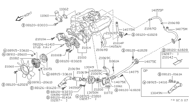 1987 Nissan Pathfinder Fan-Cooling Diagram for 21060-V5200
