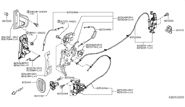 2013 Nissan NV Remote Control Assembly-Slide Diagram for 82504-3LM1D