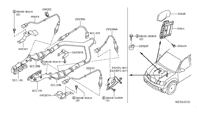 2010 Nissan Xterra Engine Control Module Diagram for 23710-ZL85A