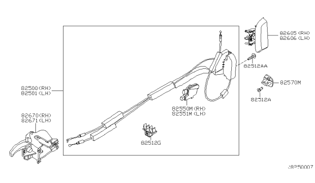 2005 Nissan Xterra Rear Right Driver Door Lock Actuator Diagram for 82500-EA000