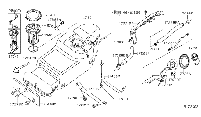 2015 Nissan Xterra In Tank Fuel Pump Diagram for 17040-ZZ00A