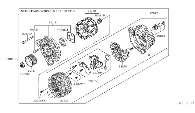 2013 Nissan Juke Alternator Compatible Diagram for 23100-1KM1A