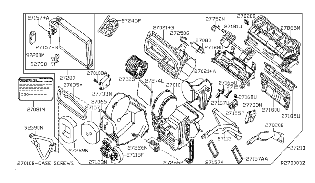 2007 Nissan Sentra Motor Assy-Blower W/Case Diagram for 27225-EN000
