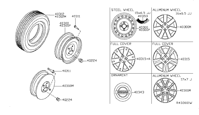 2012 Nissan Sentra Wheel Assy-Disc Diagram for 40300-ET007