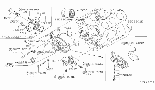 1985 Nissan 300ZX Oil Filter Assembly Diagram for 15208-H8903