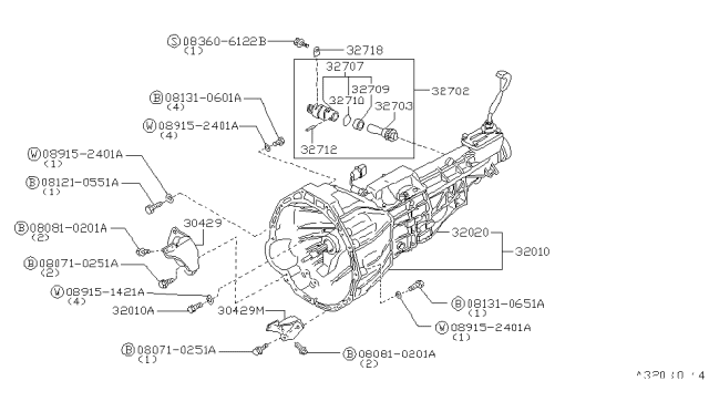 1986 Nissan 300ZX Manual Transmission Diagram for 32010-21P10