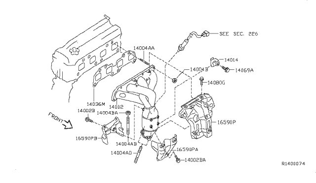 2011 Nissan Altima Cover-Exhaust Manifold Diagram for 16590-JC21A