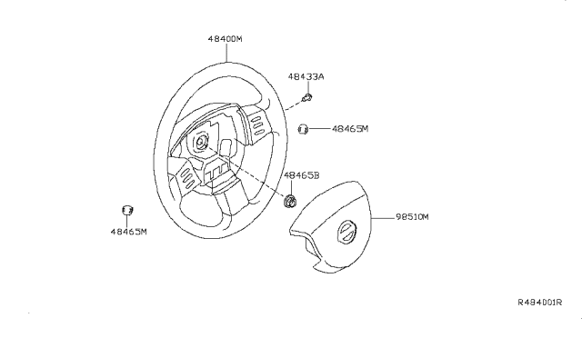 2010 Nissan Altima Steering Wheel Assembly Without Less Pad Diagram for 48430-JA00B