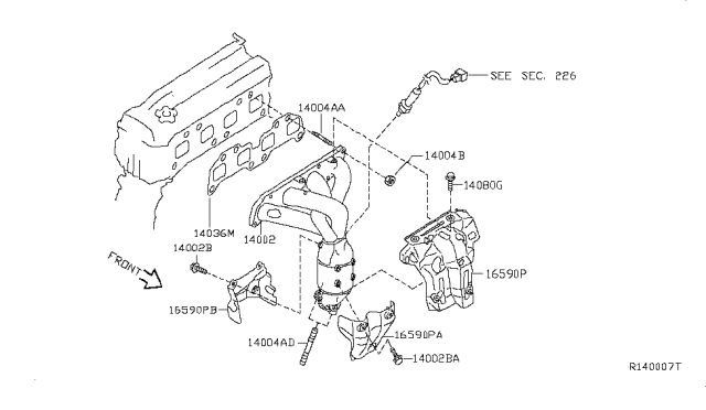 2013 Nissan Altima Cover-Exhaust Manifold Diagram for 16590-JC21B