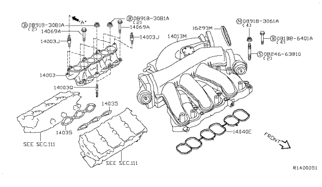2010 Nissan Altima Collector-Intake Manifold Diagram for 14010-JA10D