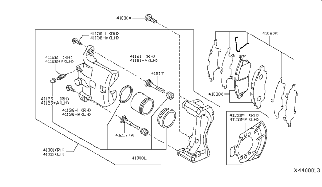 2014 Nissan Versa Front Brake Pads Kit Diagram for D1060-1HL0B