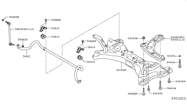 2019 Nissan Versa Clamp-Stabilizer,RH Diagram for 54614-3WC0A