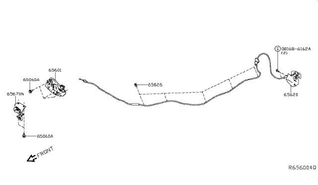 2019 Nissan Altima Male Hood Lock Diagram for 65601-6CA0A