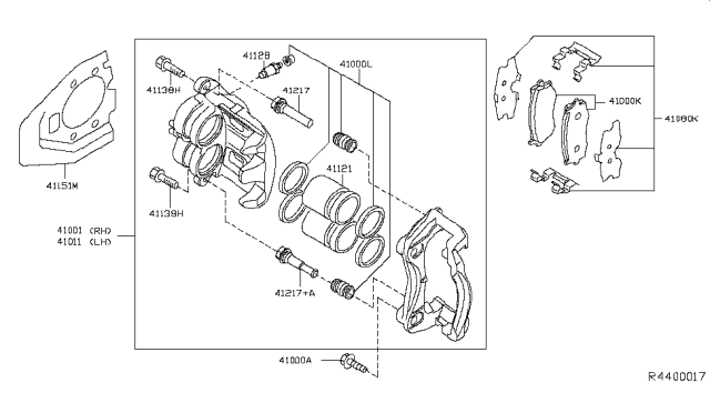 2016 Nissan Frontier Front Brake Pads Kit Diagram for 41060-ZP025