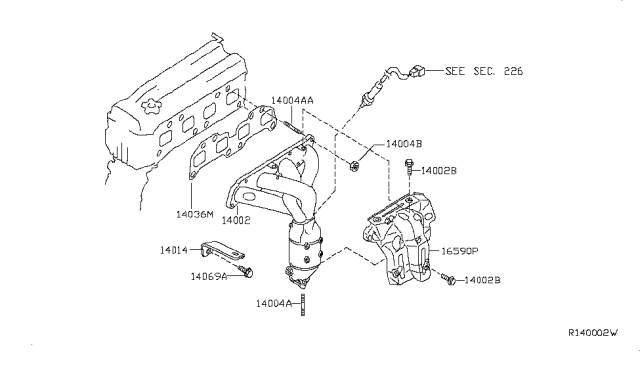 2007 Nissan Frontier Cover-Exhaust Manifold Diagram for 16590-EA000