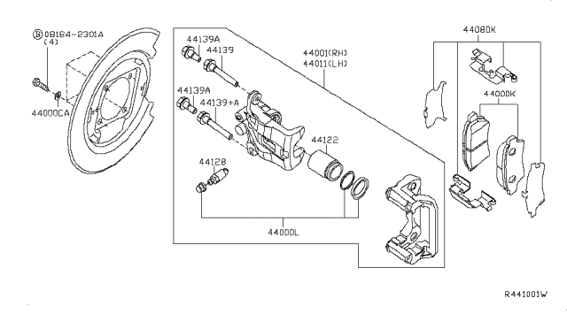 2016 Nissan Frontier Rear Brake Pads Kit Diagram for D4060-EA01B