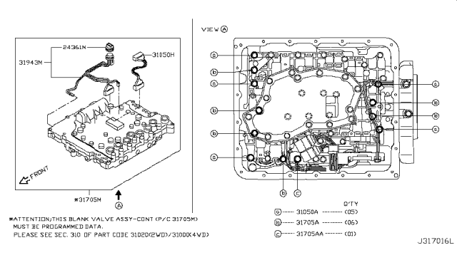 2018 Nissan Frontier Valve Assembly-W/O Programming Control Diagram for 31705-62X1D