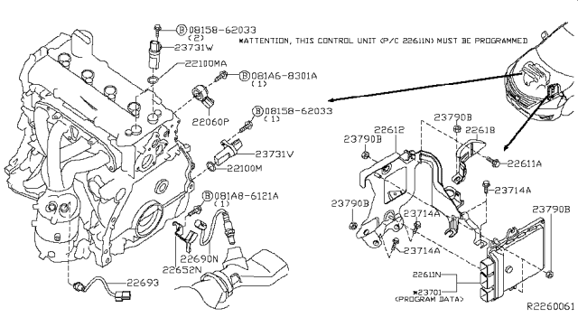 2015 Nissan Altima Heated Oxygen Sensor, Rear Diagram for 226A0-3NT0A