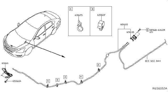 2016 Nissan Altima Male Assy-Hood Lock Diagram for 65601-9HS0A