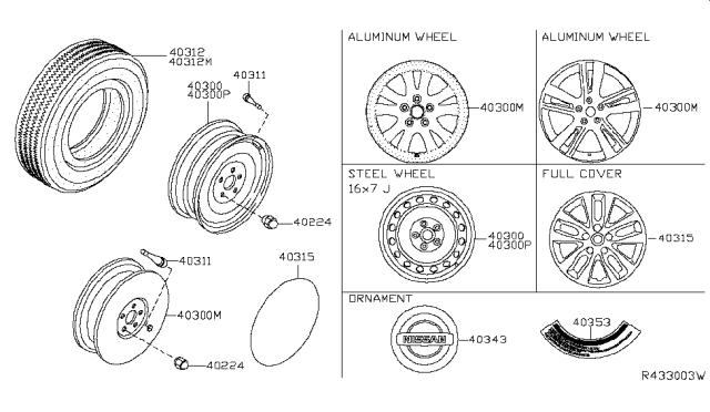 2014 Nissan Altima Aluminum Wheel Diagram for 40300-3TA1A