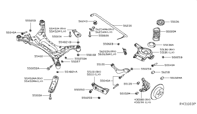 2015 Nissan Altima Rod Connecting, Rear STABILIZER Diagram for 56261-3TA0D