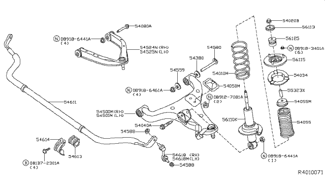 2017 Nissan Titan Link Complete-Front Suspension Upper Diagram for 54524-EZ50C