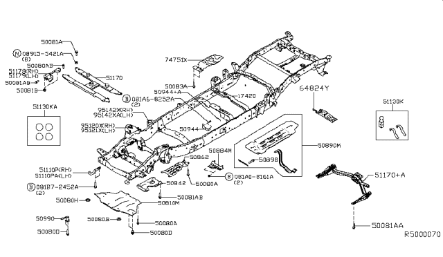 2019 Nissan Titan INSULATOR-Heat Diagram for 74751-EZ11A