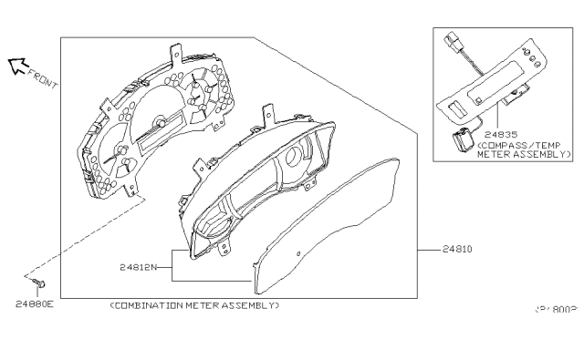 2005 Nissan Titan Speedometer Instrument Cluster Diagram for 24810-7S22B