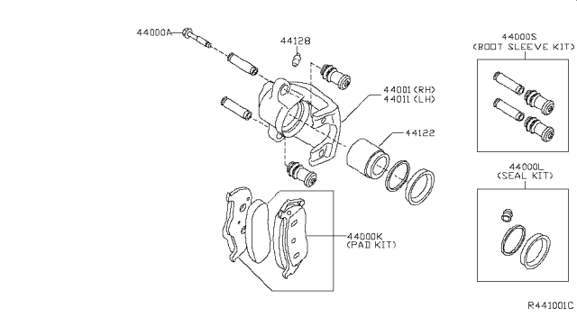 2007 Nissan Titan CALIPER Assembly-Rear LH,W/O Pads Or SHIMS Diagram for 44011-7S000