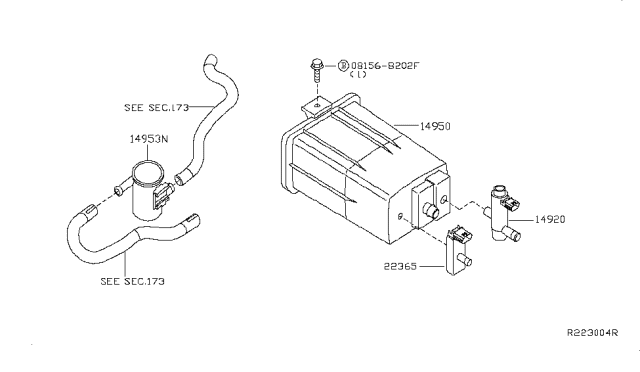 2008 Nissan Titan CANISTER Assembly-EVAPORATION Diagram for 14950-7S000