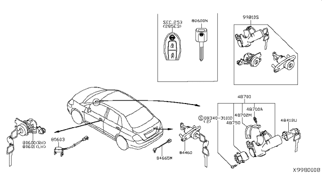 2010 Nissan Versa Lock Steering Diagram for D8700-ZW80A