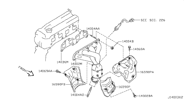 2017 Nissan Rogue Cover-Exhaust Manifold Diagram for 16590-3TA0C