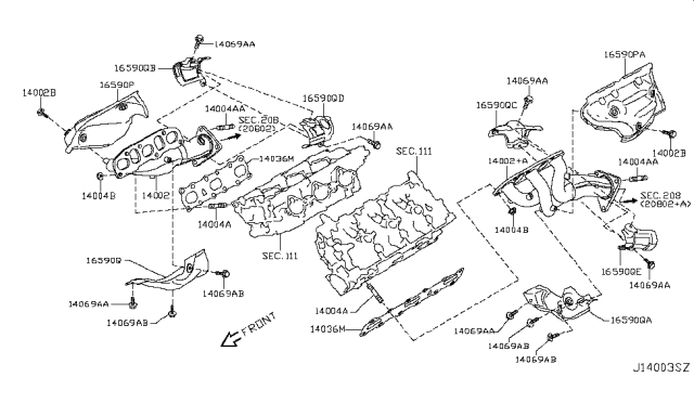 2017 Nissan 370Z Cover-Exhaust Manifold Diagram for 16590-1PM4B