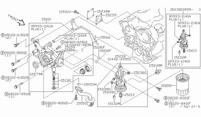 1994 Nissan Quest Oil Filter Assembly Diagram for 15208-55Y00