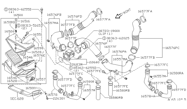 1995 Nissan 300ZX Air Filter Diagram for 16546-30P00