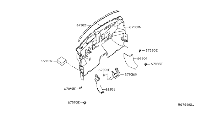 2015 Nissan Sentra Dash Trimming & Fitting Diagram