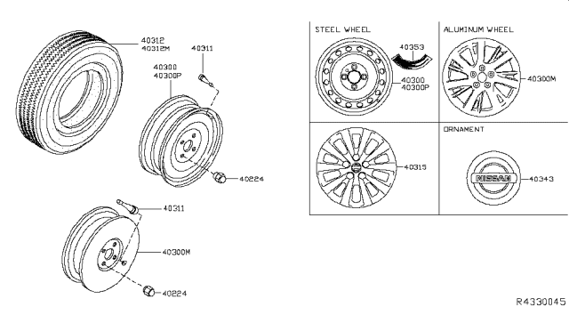 2018 Nissan Sentra Road Wheel & Tire Diagram