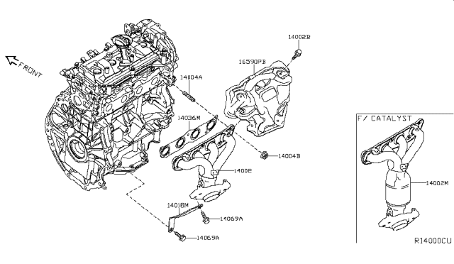 2016 Nissan Sentra Exhaust Manifold With Catalytic Converter Diagram for 14002-3SR0A