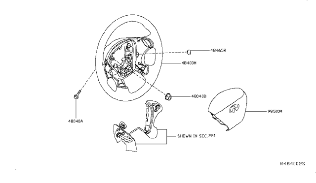 2018 Nissan Pathfinder Steering Wheel Assembly Without Pad Diagram for 48430-9PJ2A