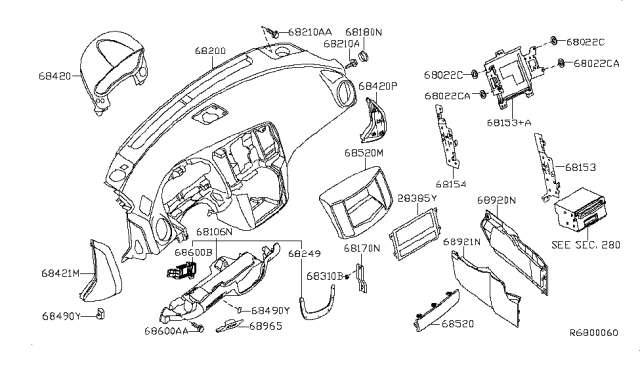 2012 Nissan Maxima Lid-Cluster Diagram for 68270-9N00A